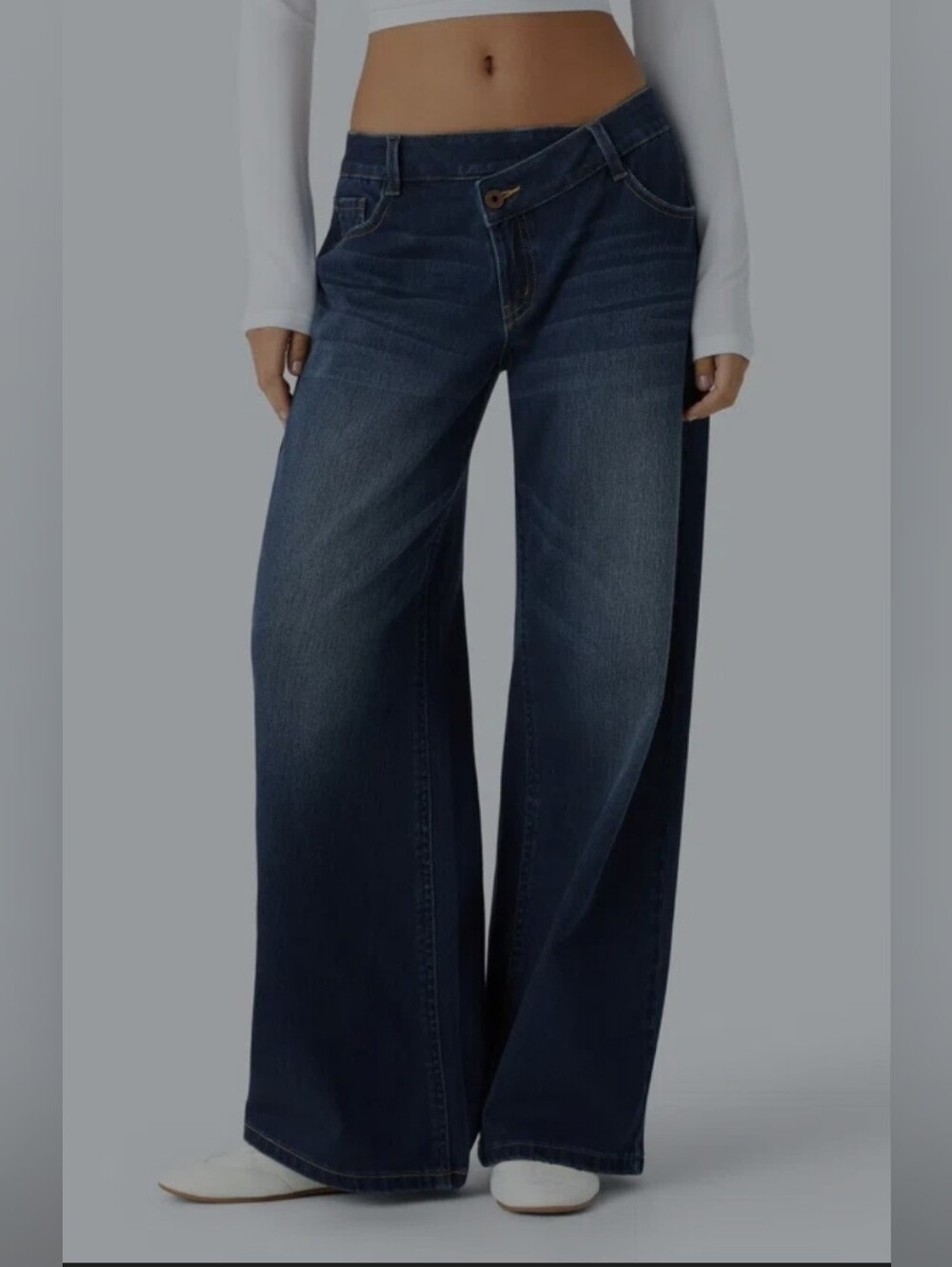 Women's Wide Leg Asymmetrical Jeans